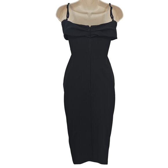 Nookie Womans size XS Phoenix Off Shoulder Midi Dress Gown in Black Bodycon NEW - Picture 4 of 8